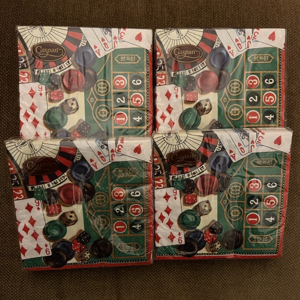 Caspari Casino Theme Cocktail Napkins - Set of 4